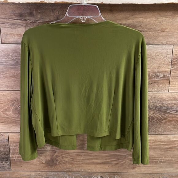 DANNY AND NICOLE Ladies Cropped Ruffled Forest Green Cardigan Jacket Size 14 - Picture 5 of 8